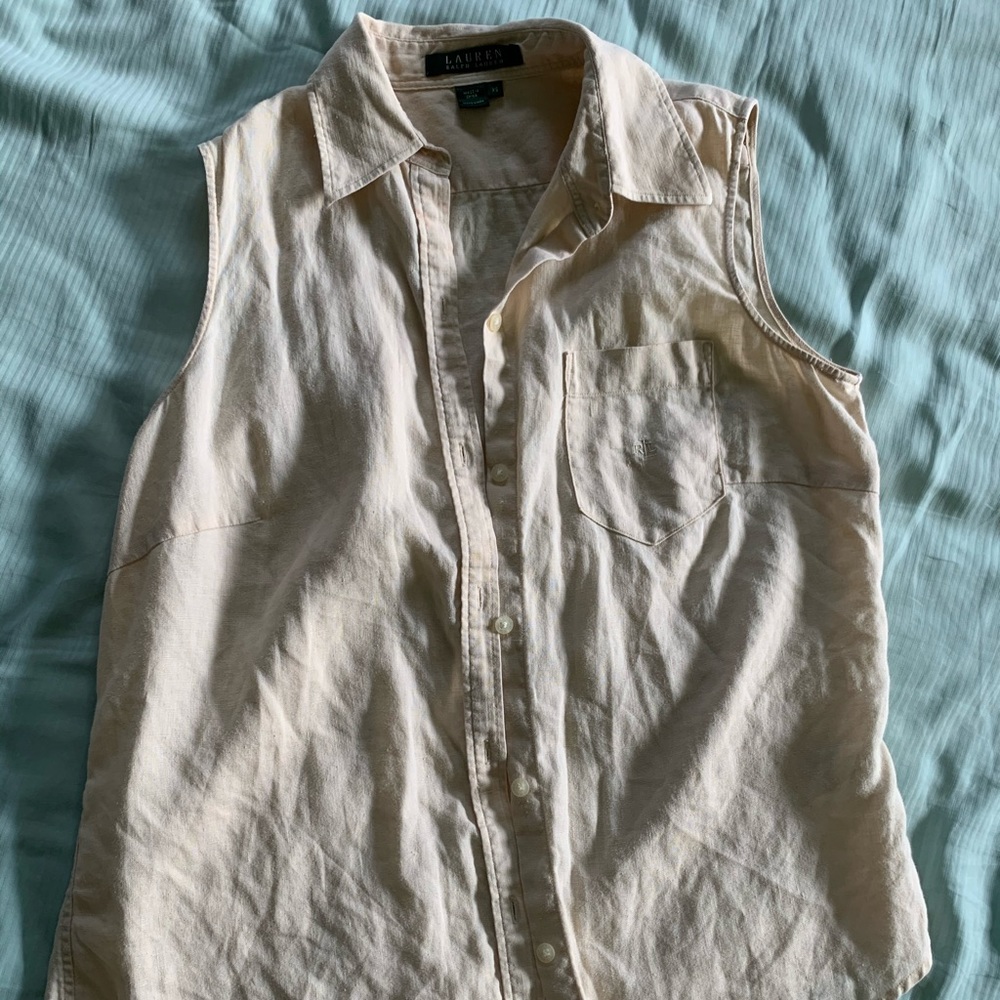 Ralph Lauren collared tank top linen.  Sleeveless